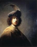 Self-Portrait with Plumed Beret REMBRANDT Harmenszoon van Rijn